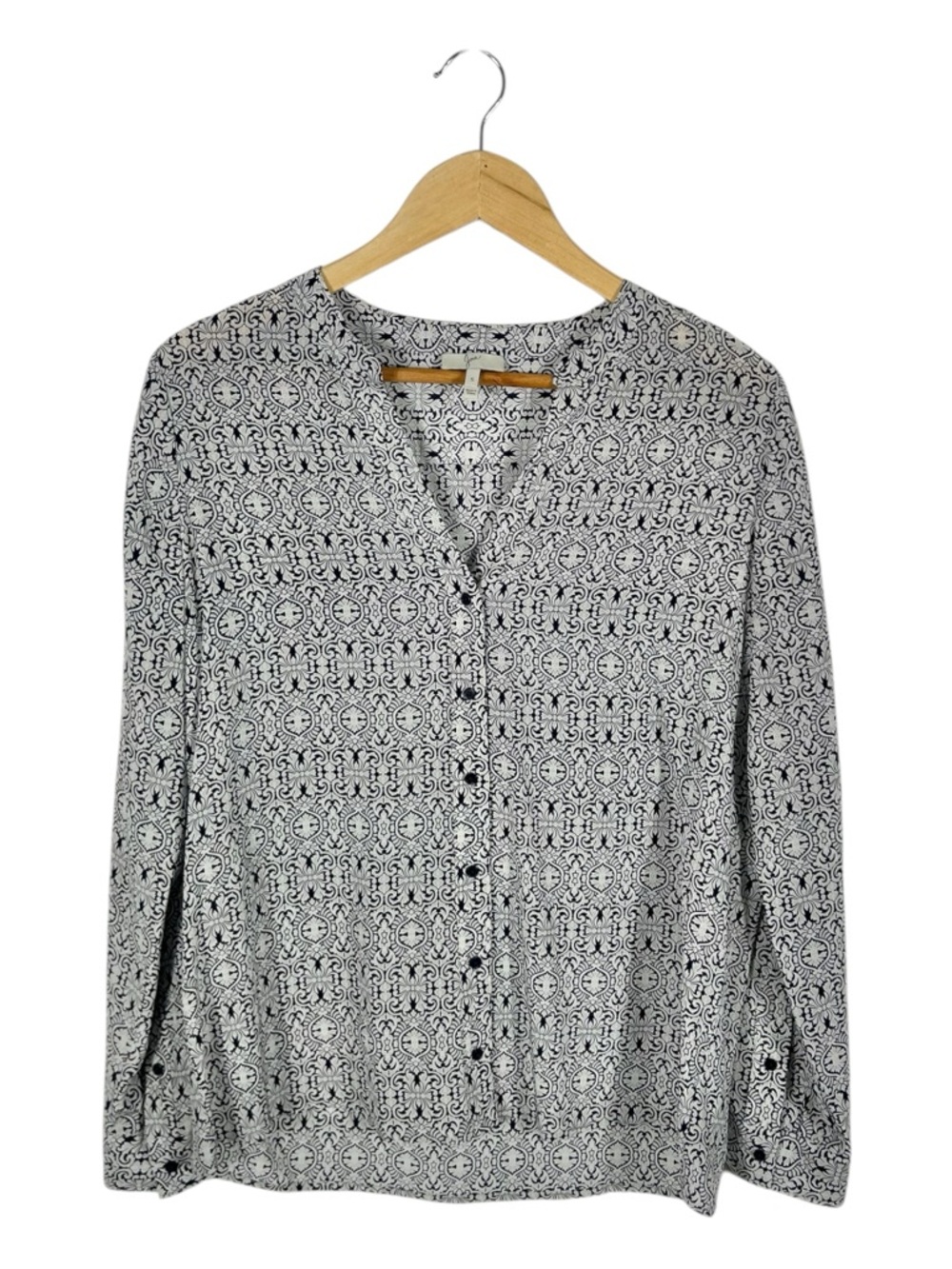 Joie Black Medallion Print Silk Blouse Size Small